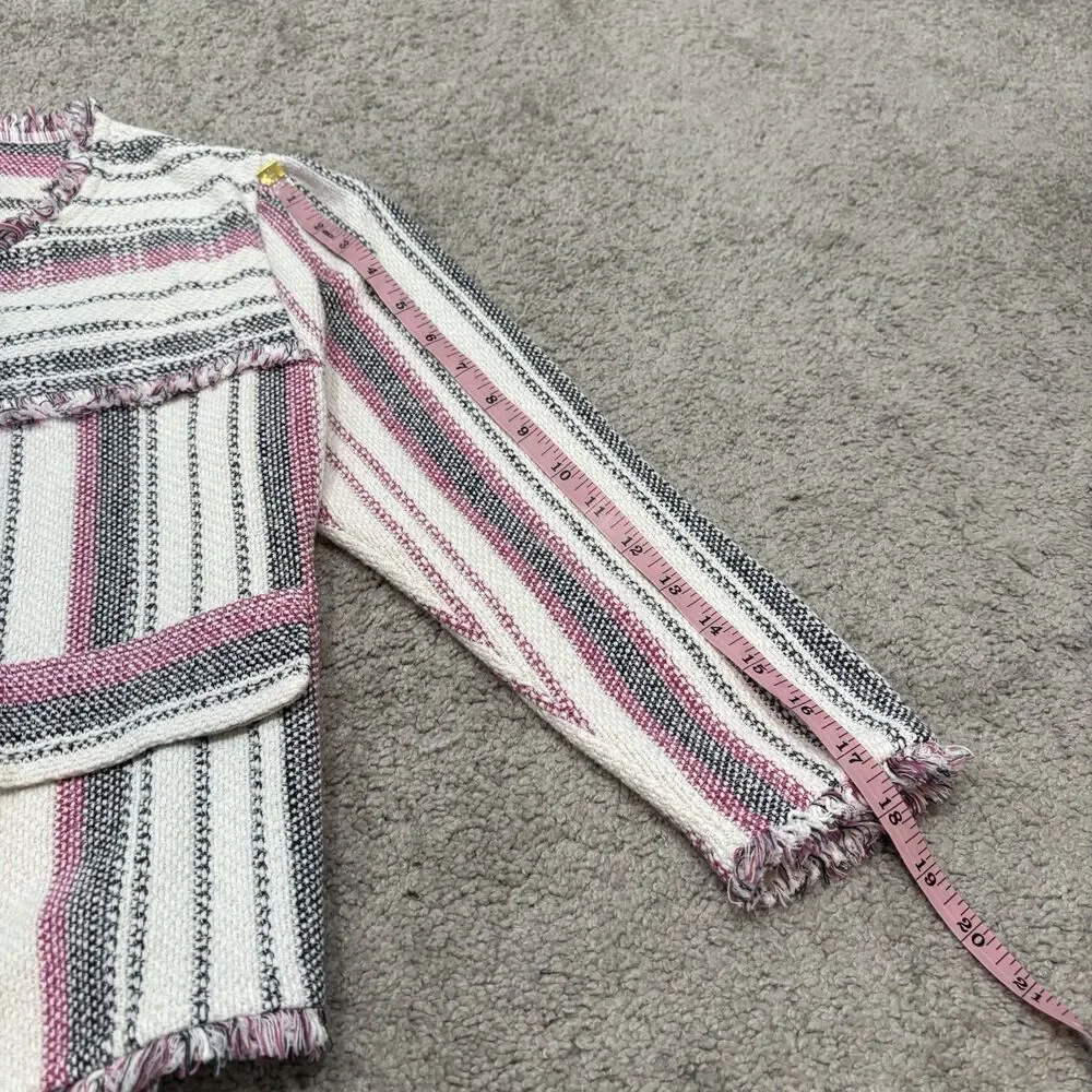 Nic And Zoe Dashing Days Striped Fringe Jacket Size PP Petite (0P) - Picture 8 of 9